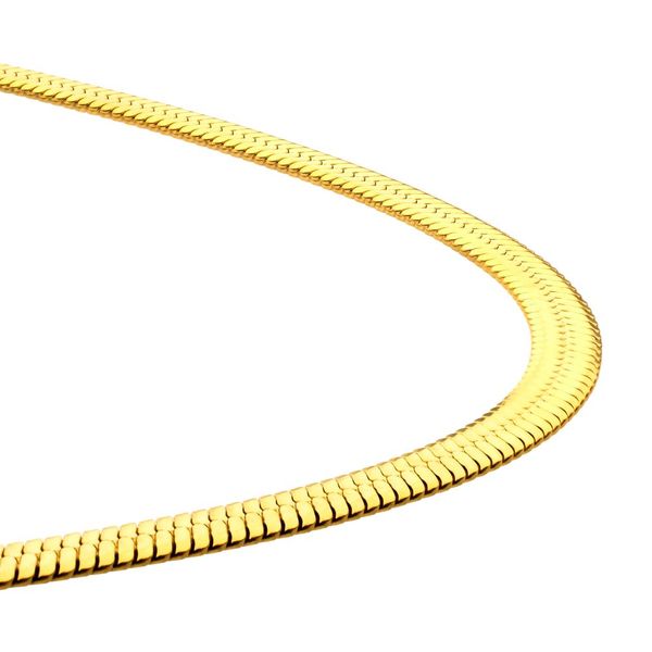 6mm High Polished 18Kt Gold IP Stainless Steel Herringbone Chain Image 2 Bryan Jewelry Prattville, AL