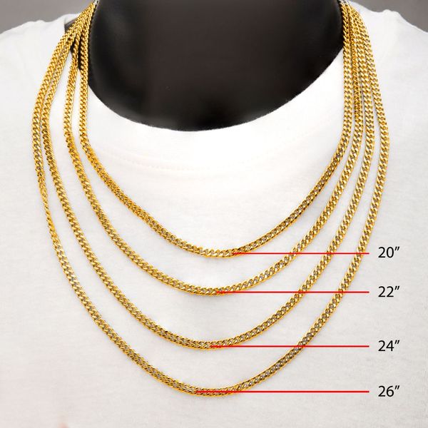 Men's Stainless Steel 6mm 18Kt Gold IP Diamond Cut Curb Chain Necklace. Image 2 Bryan Jewelry Prattville, AL