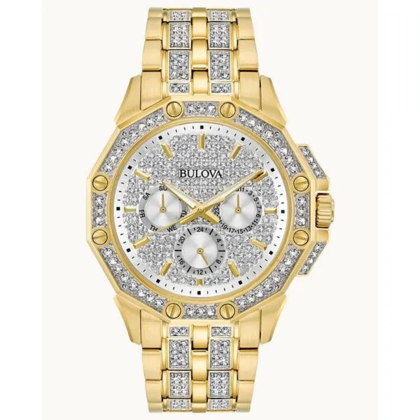 Bulova Octava-Multi function with 308 crystals on bezel, bracelet & pave dial Bryan Jewelry Prattville, AL