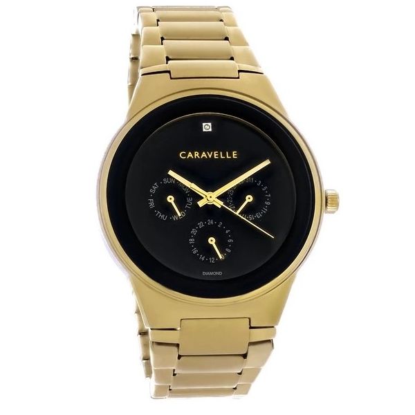 Men’s Caravelle Yellow-Tone Black Dial Chronograph Watch Bryan Jewelry Prattville, AL
