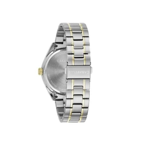 Mens Caravelle by Bulova Two-tone Stainless Crystal Accent Wrist Watch Image 3 Bryan Jewelry Prattville, AL