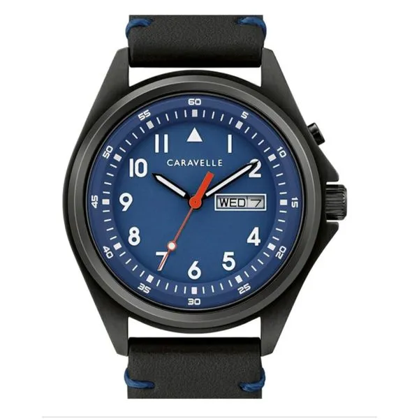 Classic Caravelle By Bulova Black IP Plate with Blue Dial Image 2 Bryan Jewelry Prattville, AL