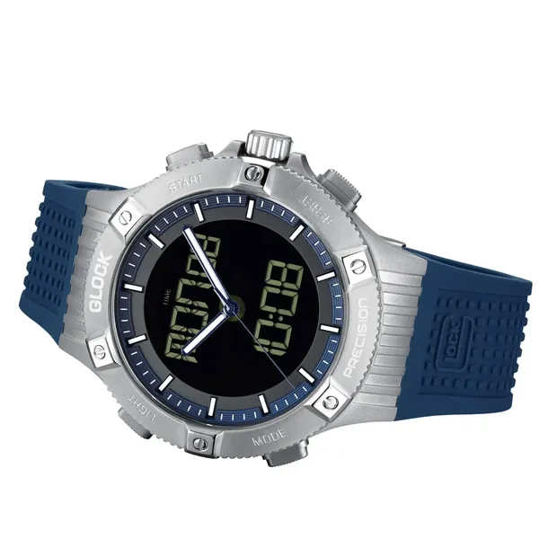 Glock chronograph 44mm steel case blue silicone strap water resist to 100m Image 2 Bryan Jewelry Prattville, AL