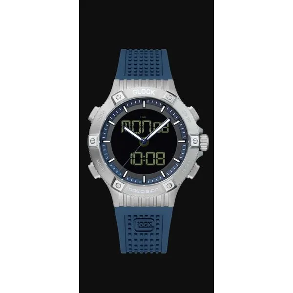 Glock chronograph 44mm steel case blue silicone strap water resist to 100m Image 4 Bryan Jewelry Prattville, AL