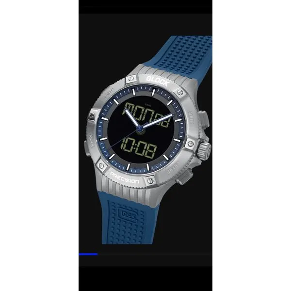 Glock chronograph 44mm steel case blue silicone strap water resist to 100m Image 5 Bryan Jewelry Prattville, AL