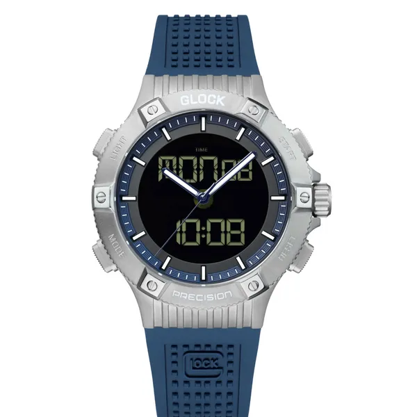 Glock chronograph 44mm steel case blue silicone strap water resist to 100m Bryan Jewelry Prattville, AL