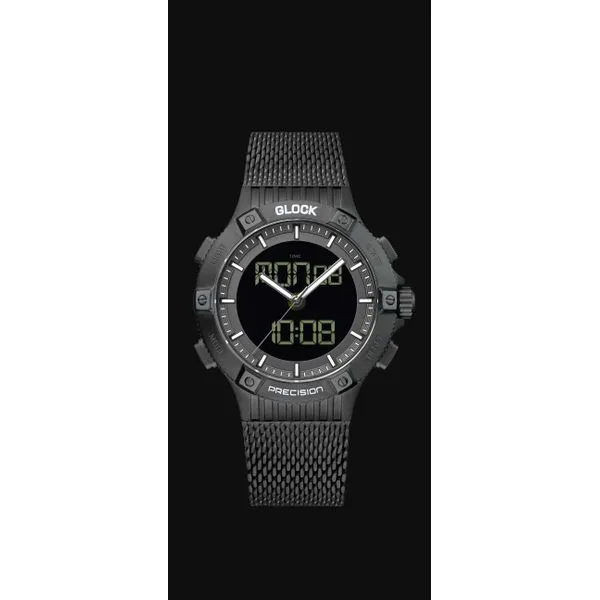 Glock digital & analog chronograph 44mm case with black mesh strap water resist to 100m Image 2 Bryan Jewelry Prattville, AL