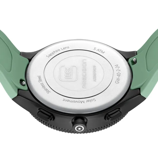 Glock solar chronograph 46mm black steel case w/green silicone strap Image 2 Bryan Jewelry Prattville, AL