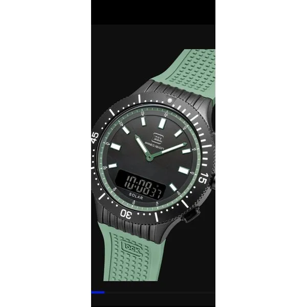 Glock solar chronograph 46mm black steel case w/green silicone strap Image 4 Bryan Jewelry Prattville, AL