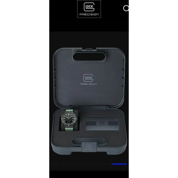 Glock solar chronograph 46mm black steel case w/green silicone strap Image 5 Bryan Jewelry Prattville, AL