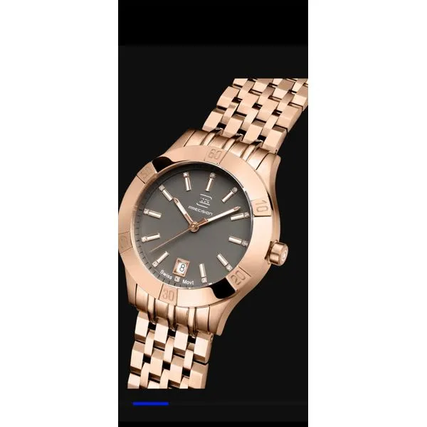 Glock swiss mvmt w/12 diamonds 36mm rose gold steel case w/rose gold link bracelet water resist to 100m Image 4 Bryan Jewelry Prattville, AL