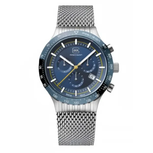 Glock swiss chronograph 43mm silver case with blue strap water resist to 200m Bryan Jewelry Prattville, AL