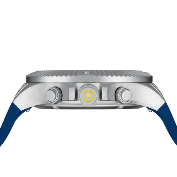 Glock swiss mvmt 44mm silver steel case blue silicone strap water resist to 200m Image 3 Bryan Jewelry Prattville, AL