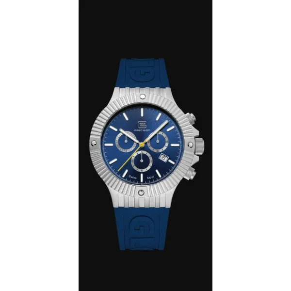 Glock swiss mvmt 44mm silver steel case blue silicone strap water resist to 200m Image 4 Bryan Jewelry Prattville, AL