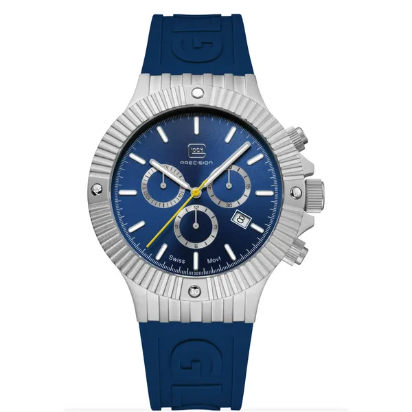 Glock swiss mvmt 44mm silver steel case blue silicone strap water resist to 200m Bryan Jewelry Prattville, AL