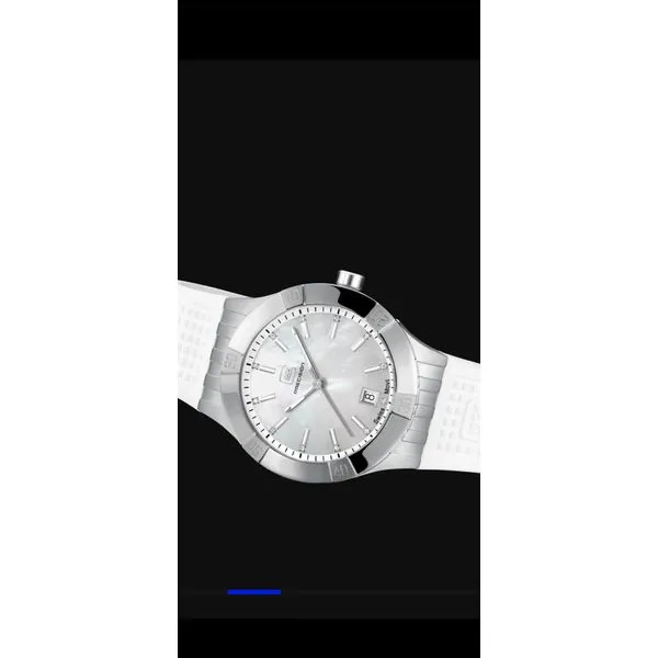 Glock swiss mvmt MOP dial 36mm silver steel case w/white silicone strap water resist to 100m Image 4 Bryan Jewelry Prattville, AL