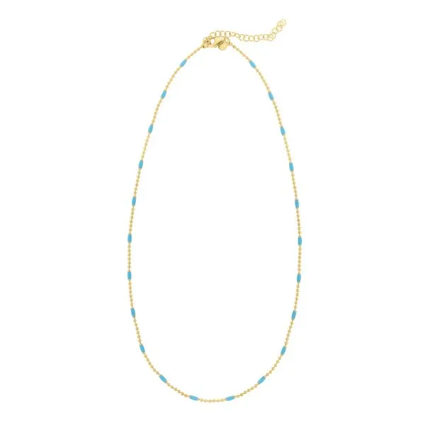 Yellow plated blue enamel beaded necklace Bryan Jewelry Prattville, AL