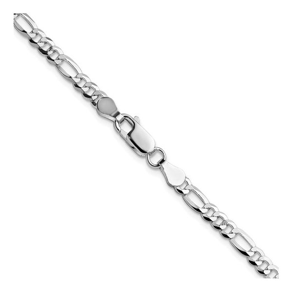 Classic Style, Lightweight Comfort: 4mm Rhodium-Plated Flat Figaro Chain Image 2 Bryan Jewelry Prattville, AL