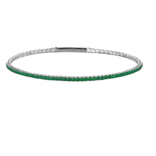 STERLING FLEX BRACELET WITH SIMULATED EMERALD BIRTHSTONES Bryan Jewelry Prattville, AL