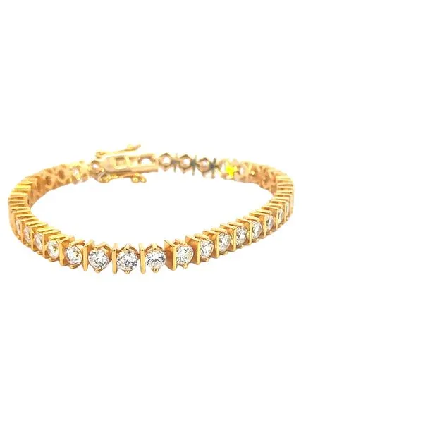 Yellow Plated Sterling Silver Bar Link CZ Tennis Bracelet Image 3 Bryan Jewelry Prattville, AL
