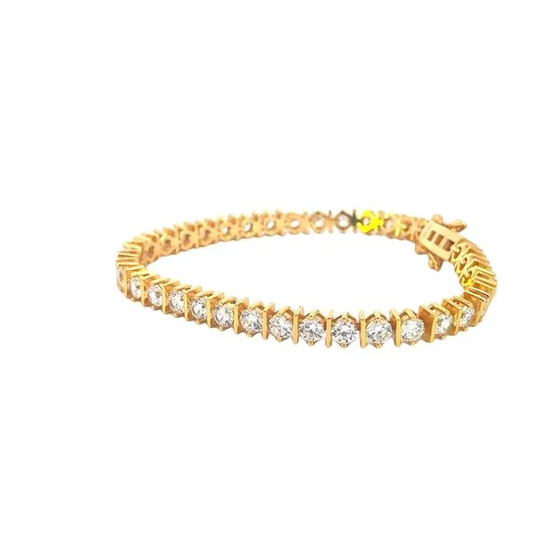 Yellow Plated Sterling Silver Bar Link CZ Tennis Bracelet Image 4 Bryan Jewelry Prattville, AL