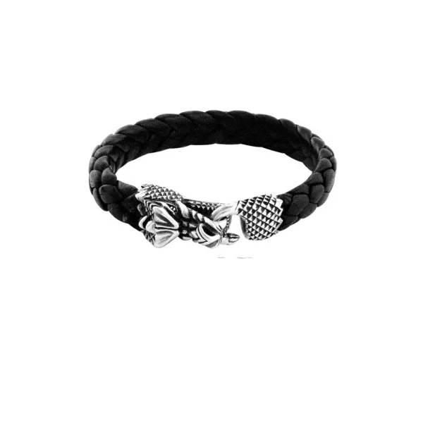 Fierce Style – King Baby Leather Bracelet with Silver Dragon Clasp Image 3 Bryan Jewelry Prattville, AL