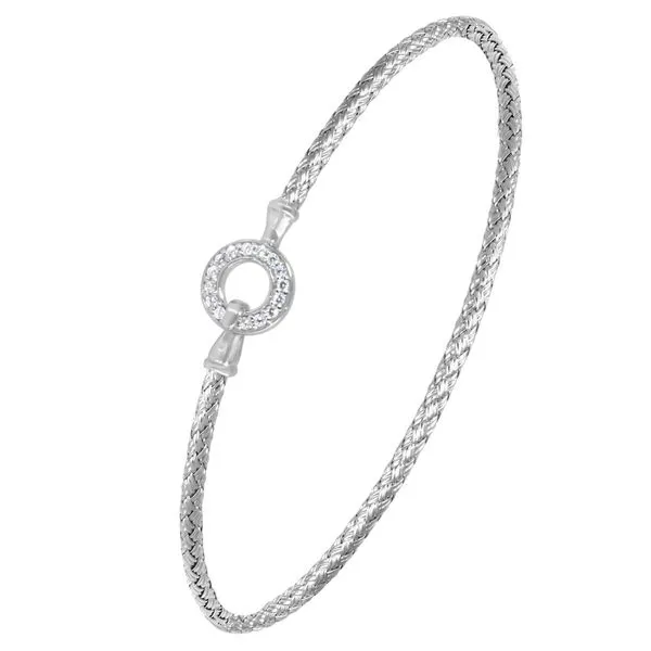 Sterling Silver 2mm Mesh Bangle with CZ, Rhodium Finish Bryan Jewelry Prattville, AL