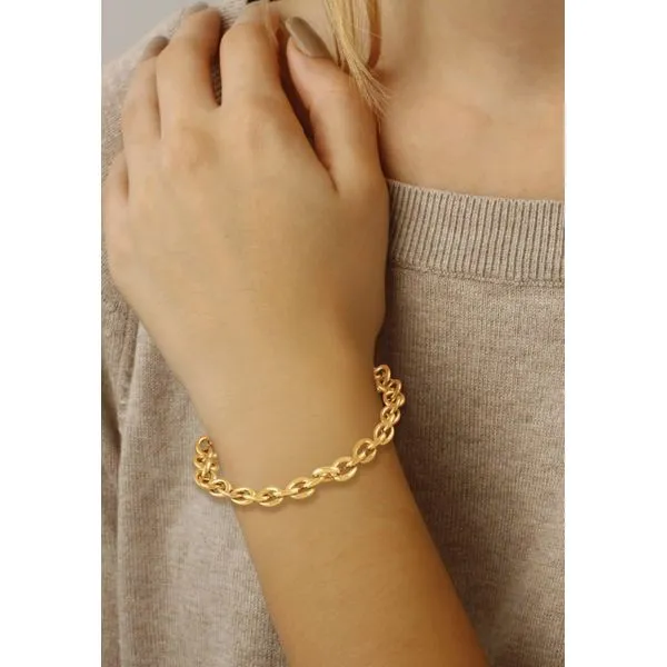 Effortless Glow: Ladies Yellow Vermeil Cable Link Bracelet Image 2 Bryan Jewelry Prattville, AL
