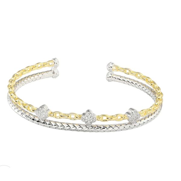 Stackable Style Two-Tone Sterling Silver CZ Cuff Bangle Bryan Jewelry Prattville, AL