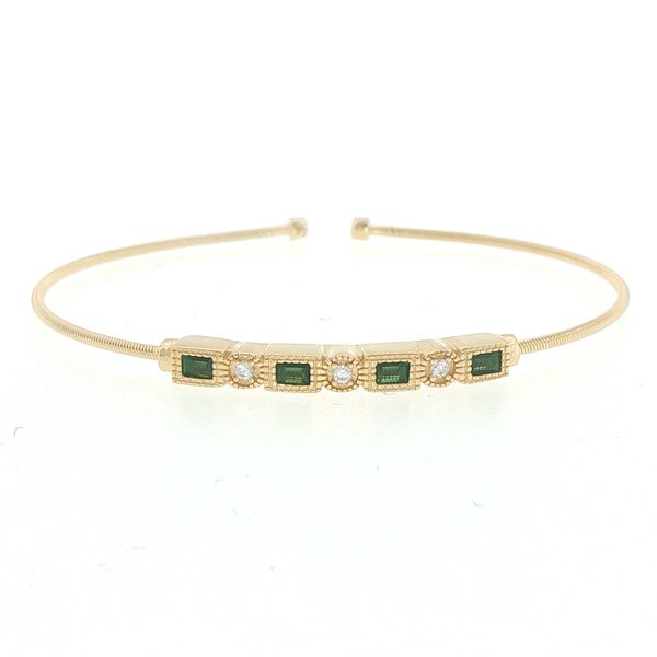 Single Cable Cuff Bracelet with Rectangle and Round Stone Pattern Bryan Jewelry Prattville, AL