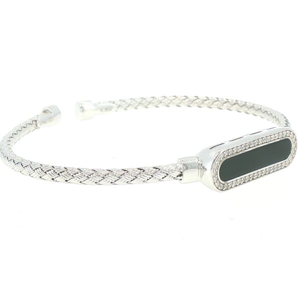 Basketweave Cuff Bracelet with Black Onyx Stone Image 3 Bryan Jewelry Prattville, AL