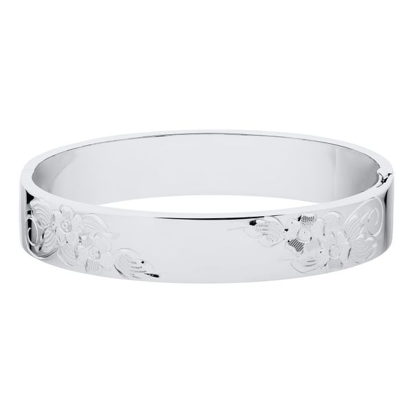 12mm Sterling silver signet bracelet flat top with floral engraving Bryan Jewelry Prattville, AL