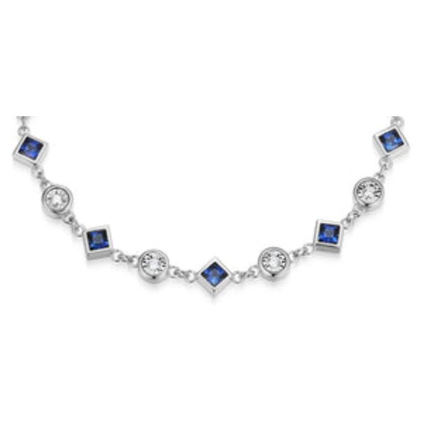 Lab-grown Sapphire & Lab-grown Diamond Station to Station Bracelet in Sterling Silver Image 2 Bryan Jewelry Prattville, AL