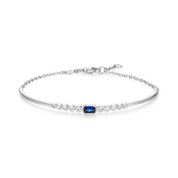 Lab-Created Blue Sapphire & Lab-created Diamond Cuff Bracelet in Sterling Silver Bryan Jewelry Prattville, AL