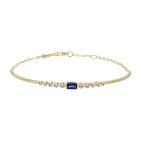 Lab-Created Blue Sapphire & Lab-created Diamond Cuff Bracelet in Yellow Plated Sterling Silver Bryan Jewelry Prattville, AL