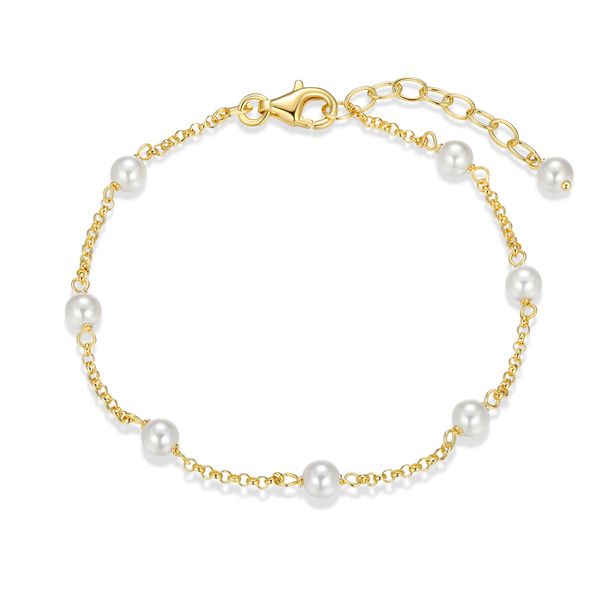 Gold Plated Sterling Silver Station Shell Pearl Bracelet Bryan Jewelry Prattville, AL