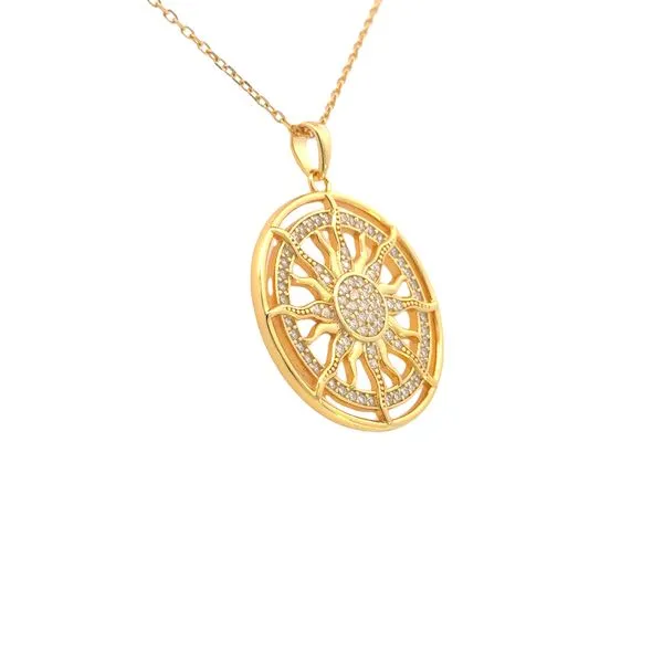 Yellow Plated Sterling Silver Sun Medallion Pendant Image 3 Bryan Jewelry Prattville, AL