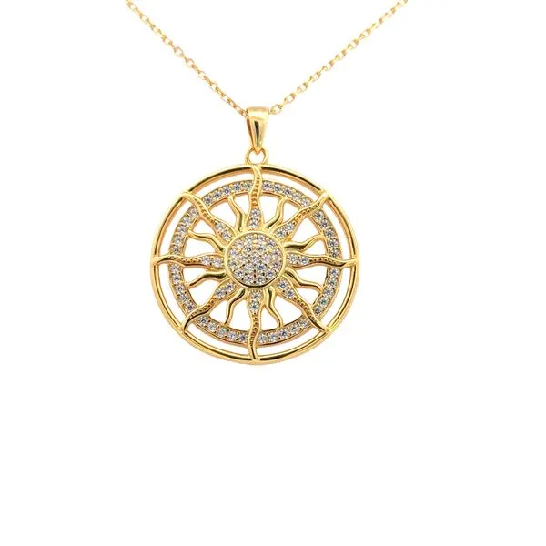 Yellow Plated Sterling Silver Sun Medallion Pendant Bryan Jewelry Prattville, AL