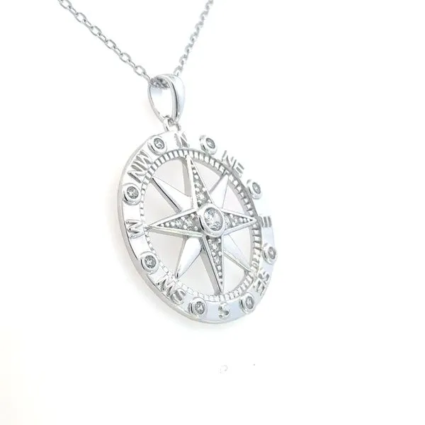 Sterling Silver Compass Rose Pendant Image 2 Bryan Jewelry Prattville, AL