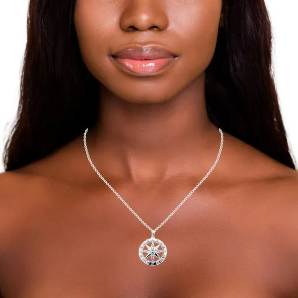 Sterling Silver Compass Rose Pendant Image 4 Bryan Jewelry Prattville, AL