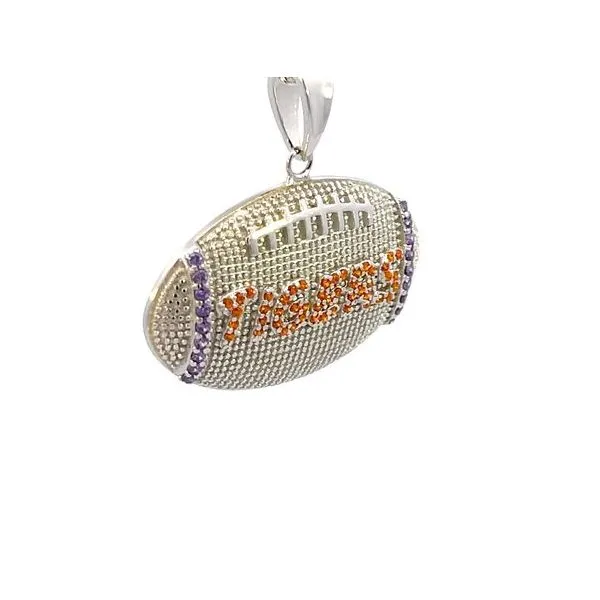 Sterling silver football with 'Tigers' in orange stones Image 2 Bryan Jewelry Prattville, AL