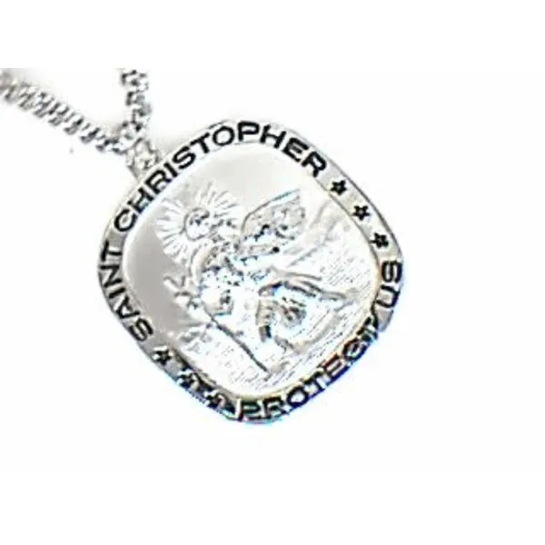 A silver St Christopher on a 24 inch stainless chain Bryan Jewelry Prattville, AL