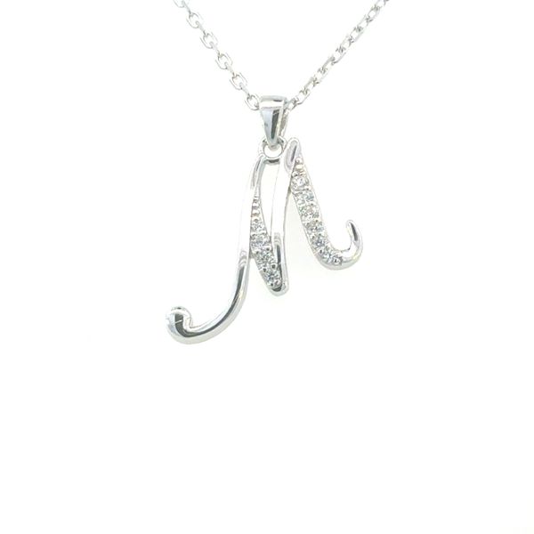 Sterling Silver Script M Pendant with CZ Accents Bryan Jewelry Prattville, AL