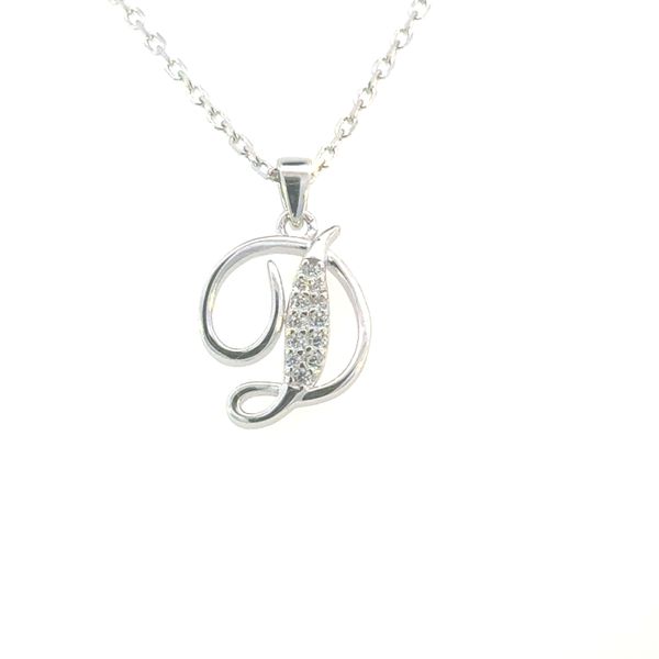 Sterling Silver Script D Pendant with CZ Accents Bryan Jewelry Prattville, AL