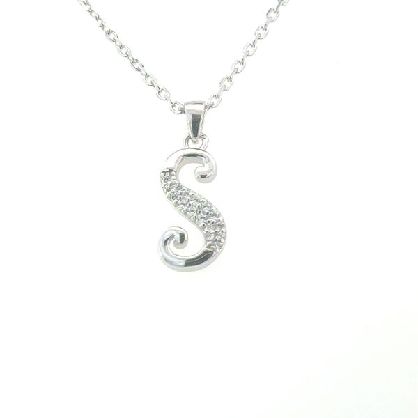 Sterling Silver Script S Pendant with CZ Accents Bryan Jewelry Prattville, AL
