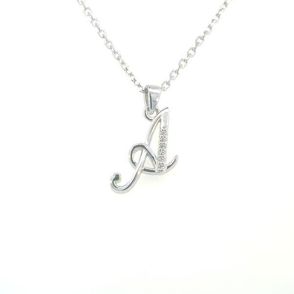 Sterling Silver Script A Pendant with CZ Accents Bryan Jewelry Prattville, AL
