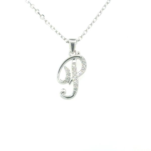 Sterling Silver Script P Pendant with CZ Accents Bryan Jewelry Prattville, AL