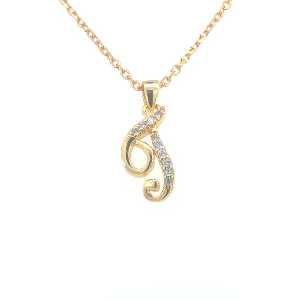 Script T Sterling Silver Yellow Gold Plated CZ Pendant Bryan Jewelry Prattville, AL