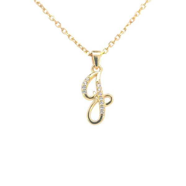 Script J Sterling Silver Yellow Gold Plated CZ Pendant Bryan Jewelry Prattville, AL