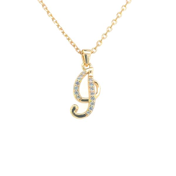 Script I Sterling Silver Yellow Gold Plated CZ Pendant Bryan Jewelry Prattville, AL
